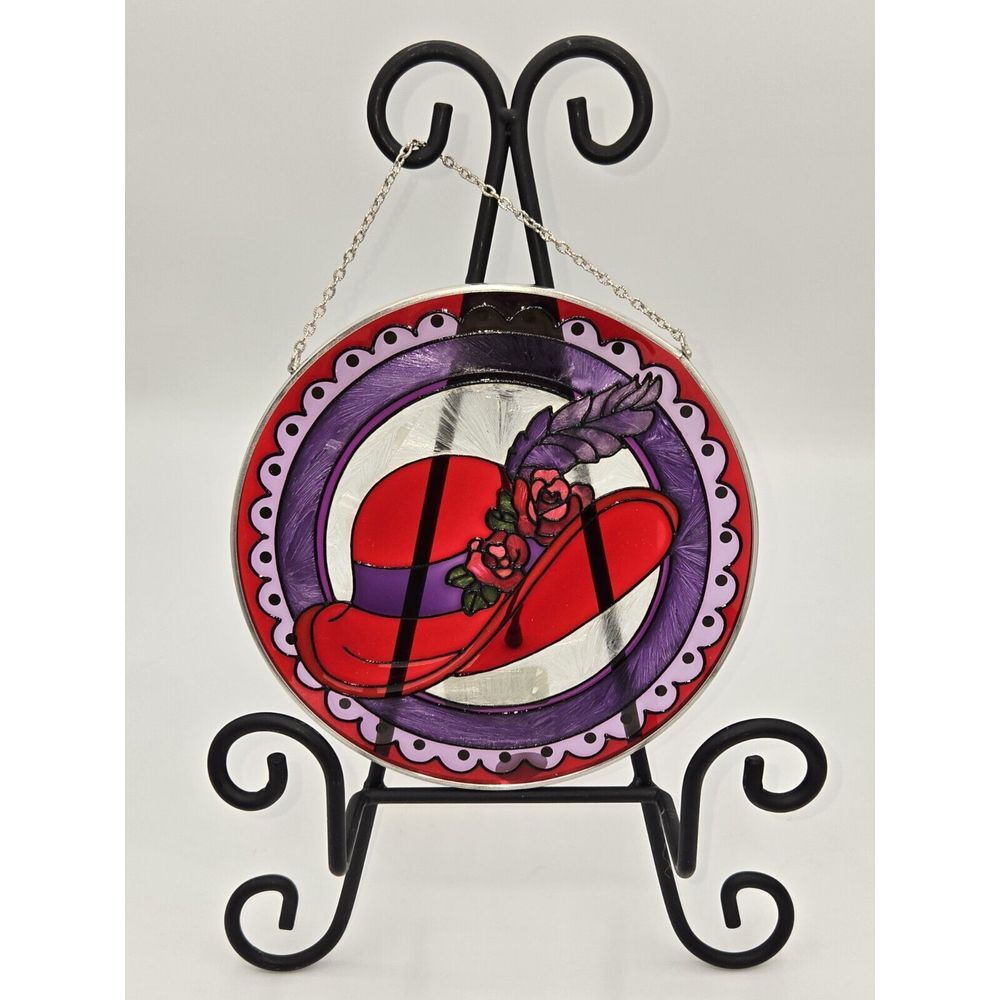 Spoontiques Vintage Style‎ Red Hat Hand Painted Glass Suncatcher D' Lite
